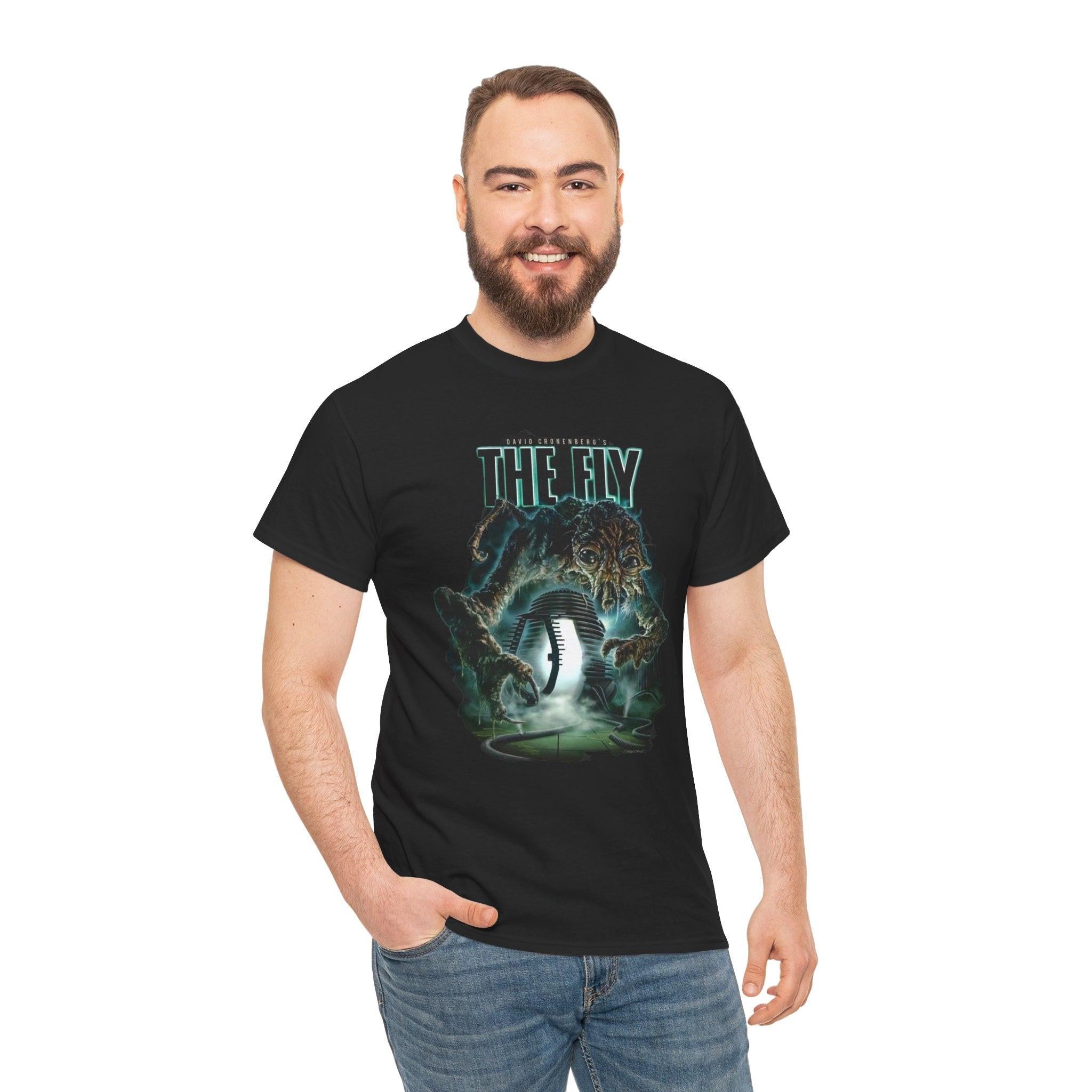 The Fly Retro Horror Movie Unisex Tee, Scary Film Lover T-Shirt, Vintage Style Halloween Shirt, Creepy Cinema Graphic Top, Classic Cult Film