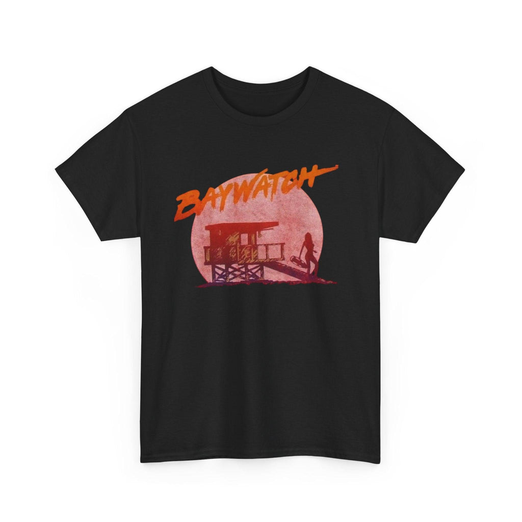 Vintage Baywatch T-Shirt, Retro 90s Lifeguard Sunset Graphic, Oversized Boxy Fit Cotton Tee, Sun-Bleached Aesthetic Streetwear