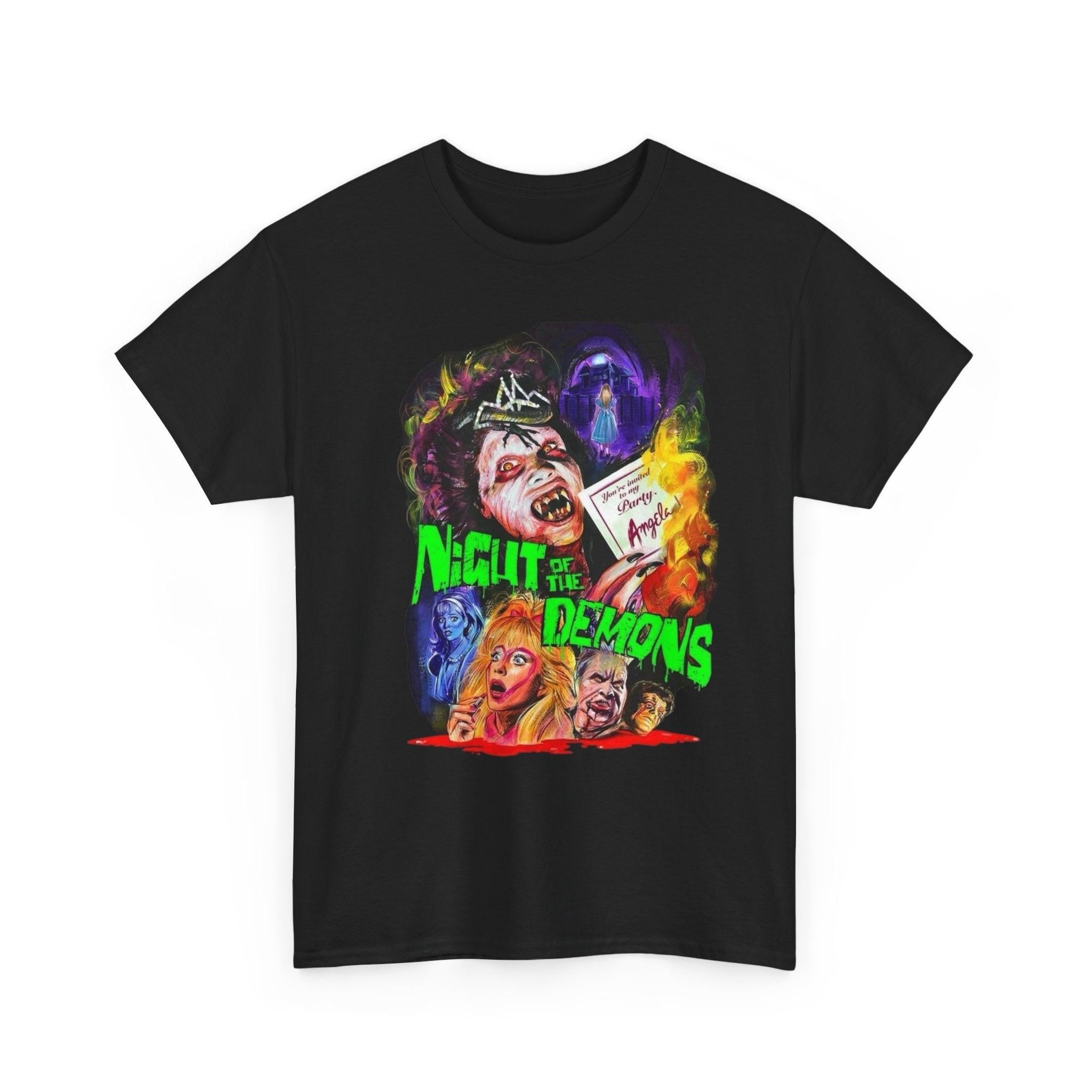 Night of the Demons Graphic Tee, Horror Movie T-Shirt, Vintage Style Tee, Unisex Halloween Shirt, Spooky Casual Wear, Gift for Horror Fans