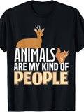 Retro Animal Rights T-Shirt - "Animals Are My Kind Of People" Slogan, Vegan Statement Tee with Round Neck, Machine Washable Suitable for - Casual Wear & Animal Advocacy Events