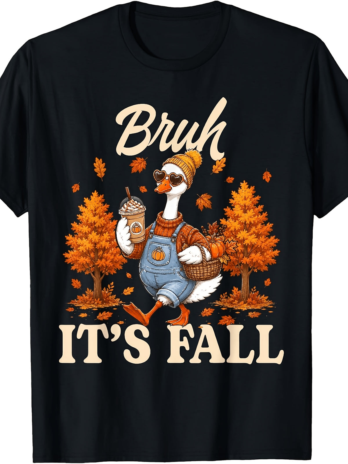 Men's And Women's T-Shirt, Funny Autumn Duck Graphic Tee, Fall Season Casual Wear