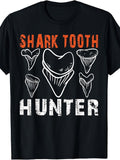Vintage Shark Tooth Hunter Graphic Tee, Men'S And Women'S T-Shirt, Shark Tooth Hunter Design, Summer Beach Vacation Wear