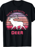 Deer Easily Distracted by Deer Cool Sunset Nature T-Shirt