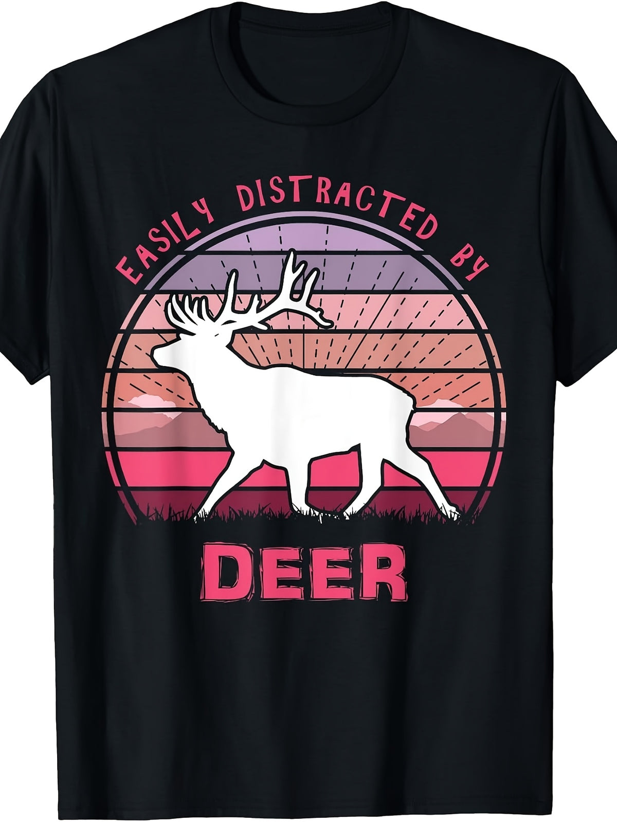 Deer Easily Distracted by Deer Cool Sunset Nature T-Shirt