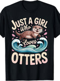 Funny Otter Art for Women Mom Sea Animal Otter Lover T-Shirt