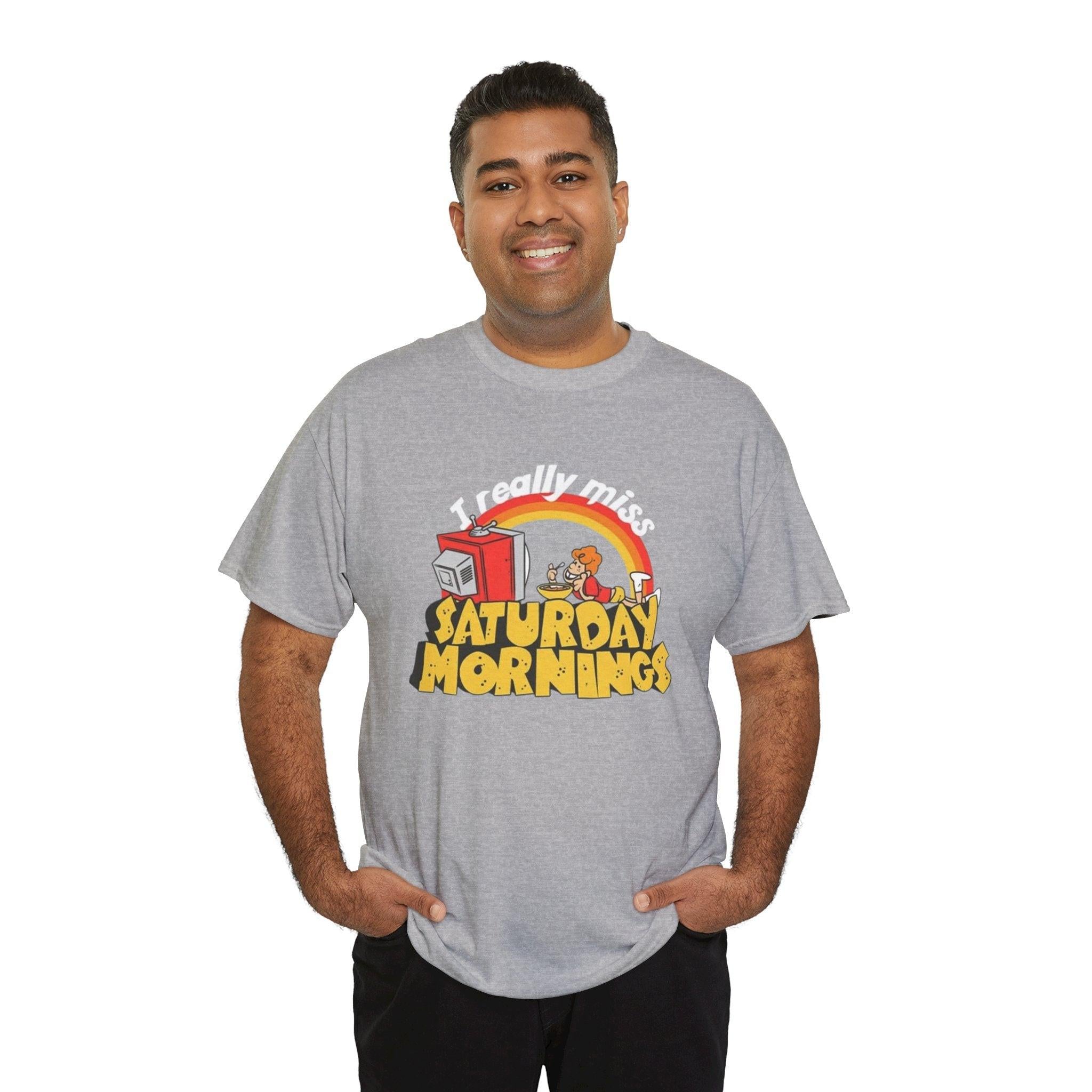 Nostalgic Saturday Mornings Tee, Unisex Cotton T-Shirt, Funny Graphic Tee, Gift for Cartoon Lovers, Weekend Vibe Shirt