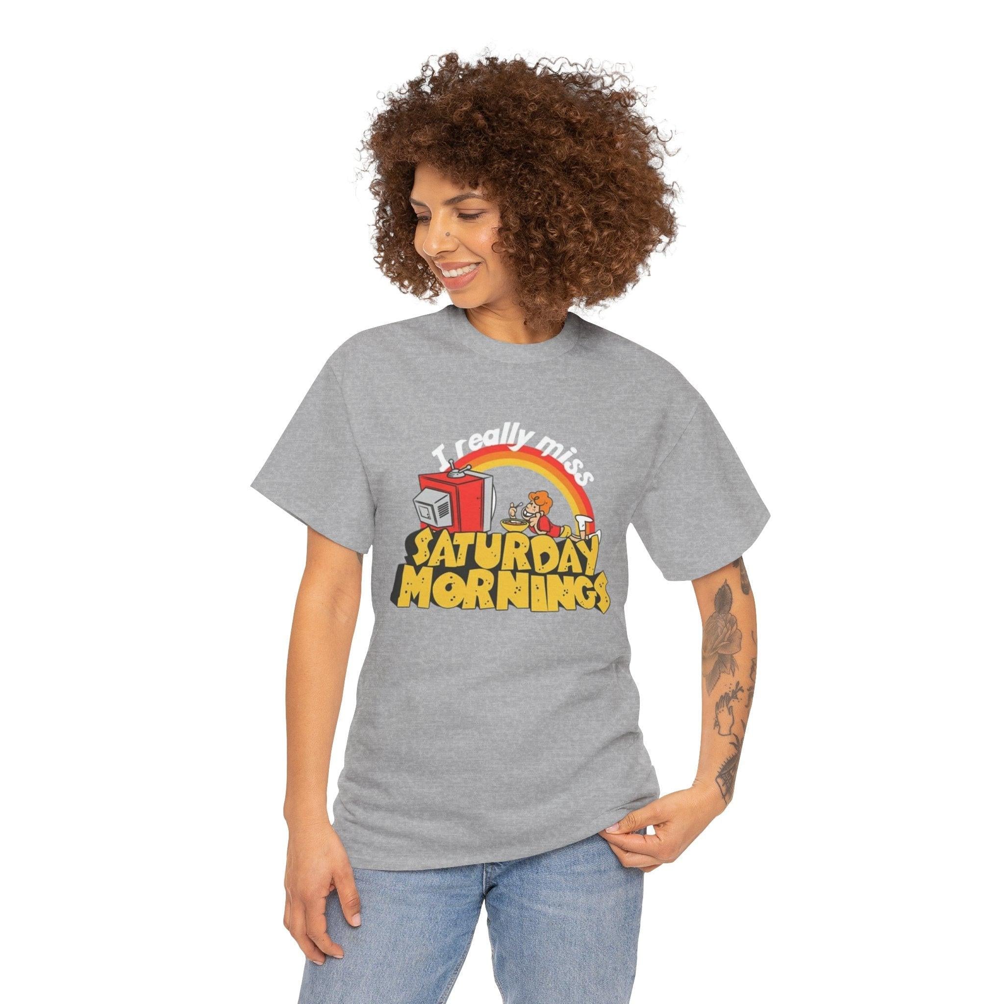Nostalgic Saturday Mornings Tee, Unisex Cotton T-Shirt, Funny Graphic Tee, Gift for Cartoon Lovers, Weekend Vibe Shirt
