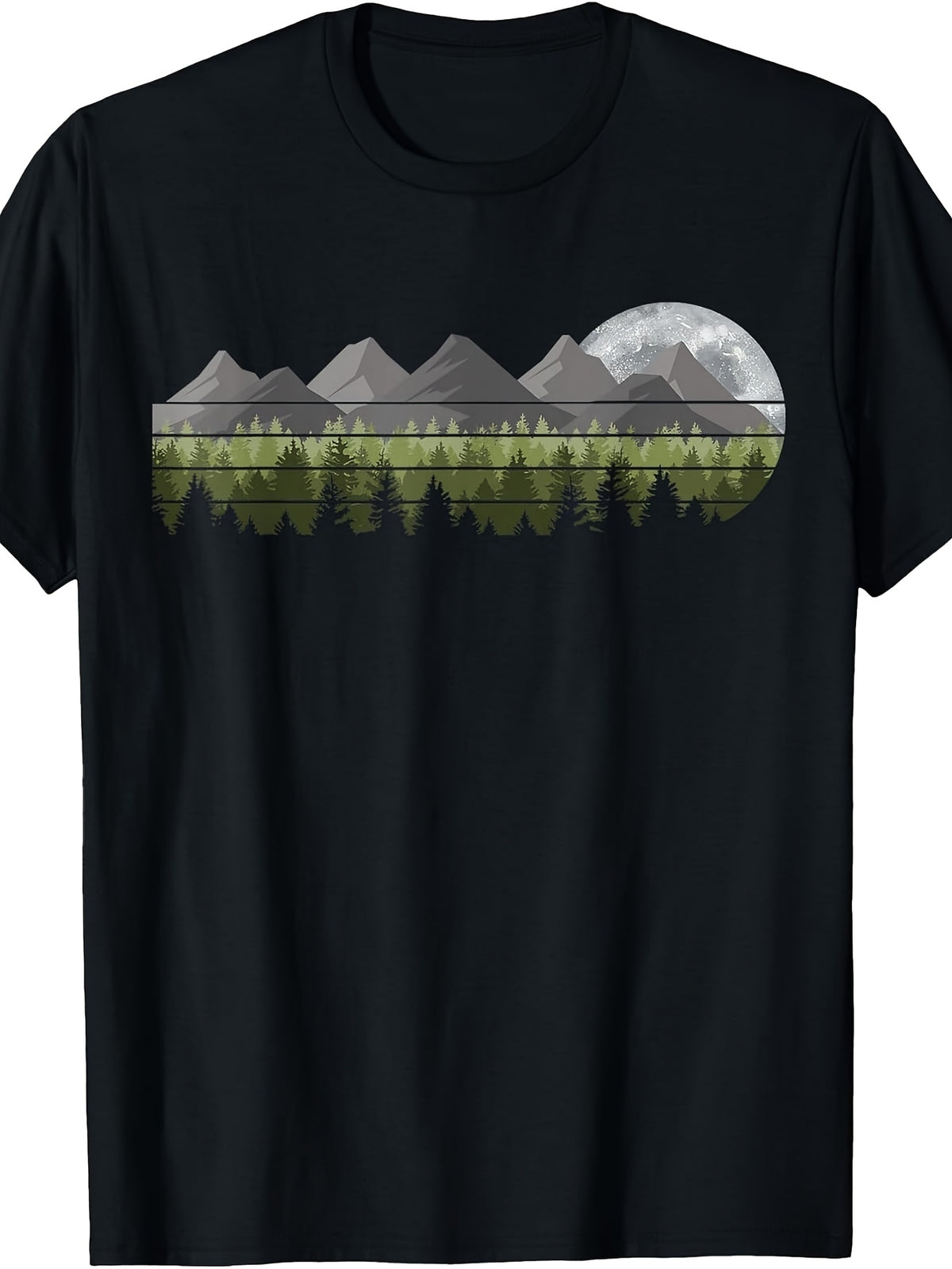 Mountain Trees Wildlife Outdoor Nature Vintage Forest Moon T-Shirt