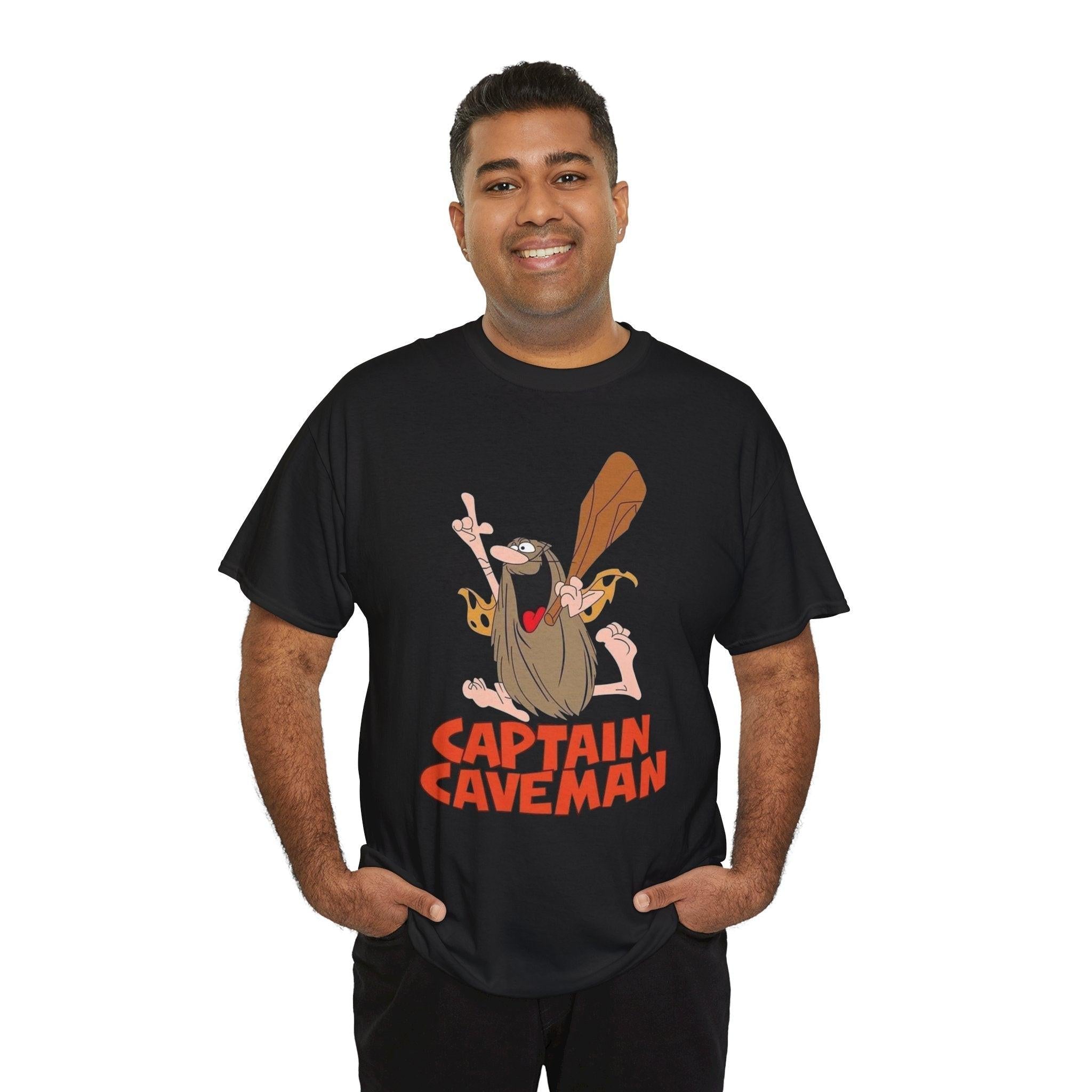 Captain Caveman Unisex Heavy Cotton Tee, Cartoon Shirt, Graphic Tee, Retro Apparel, Funny Gift, Casual Wear