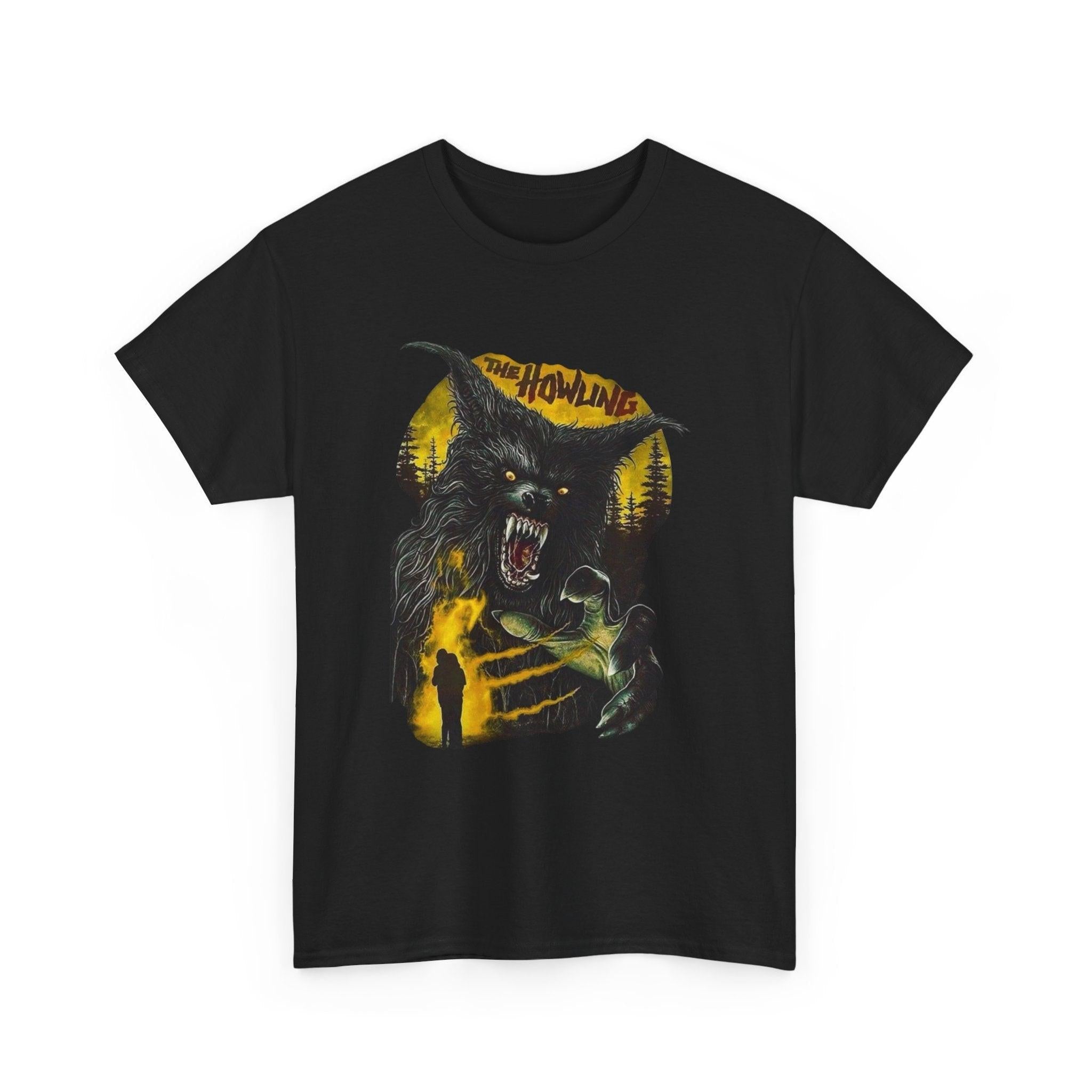 The Howling Tee, Werewolf T-Shirt, Horror Movie Shirt, Scary Wolf Graphic Top, Halloween Apparel