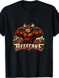 Beefcake Country Farm Pun Cartoon Bull Barn Graphic T-Shirt
