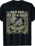 Men's & Women's Vintage Hunting T-Shirt - Bad Day to Be A Jake Turkey Crosshair Graphic, Retro Suitable for -Season Outdoor Gift, Machine Washable Casual Round Neck Tee for Thanksgiving Hunting Apparel for